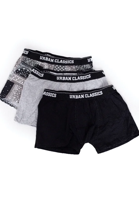 Urban Classics - Organic Pack Of 3 Bandana Grey/Grey/Black - Boxershorts