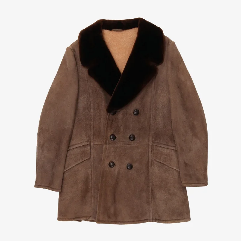 1970s Shearling Lined Suede DB Overcoat