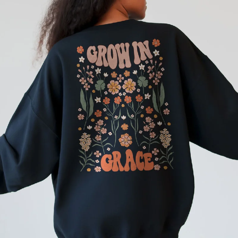 Grow in Grace Groovy Flowers Back Print Sweatshirt