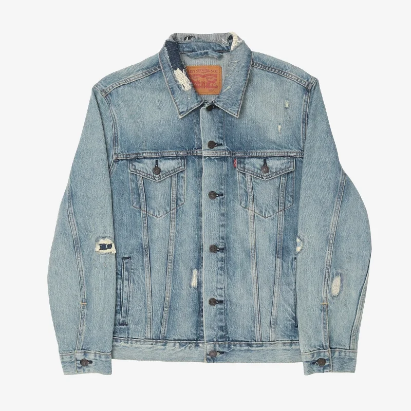 Distressed Denim Trucker Jacket