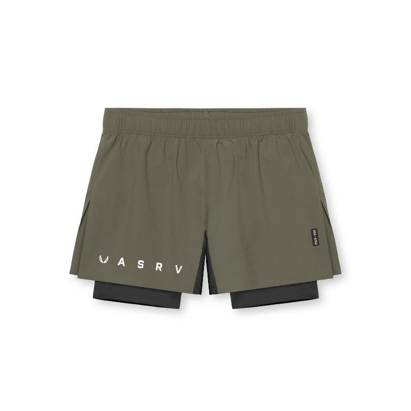 0752. Ripstop 3" High Split Liner Short - Olive/Black