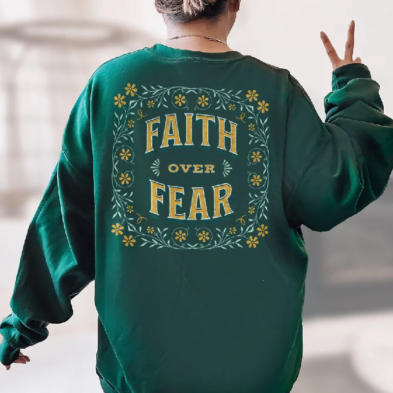 Faith Over Fear Vintage Floral Back Print Sweatshirt