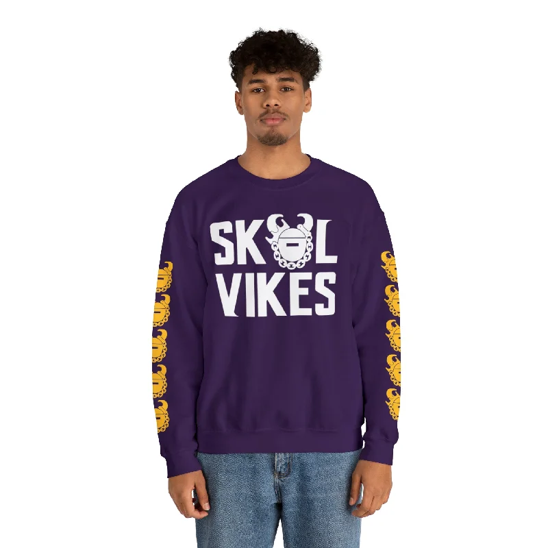 Unisex Heavy Blend™ Crewneck - Vikes + Game Day Helmet (Sleeves)