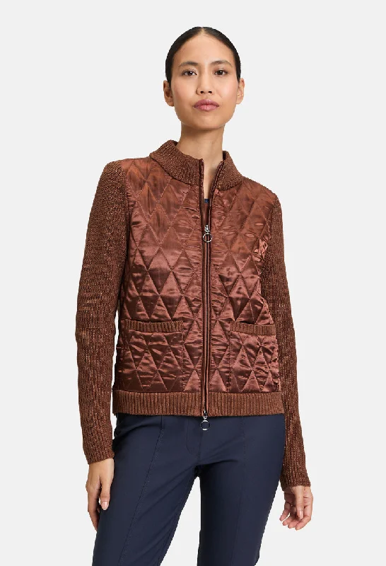 Knitted Detail Zip Up Jacket