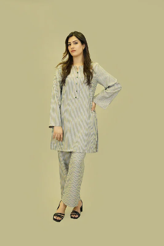 Women's Lyla Stitched Winter Two Piece Suit - Trendy Multi Stripes