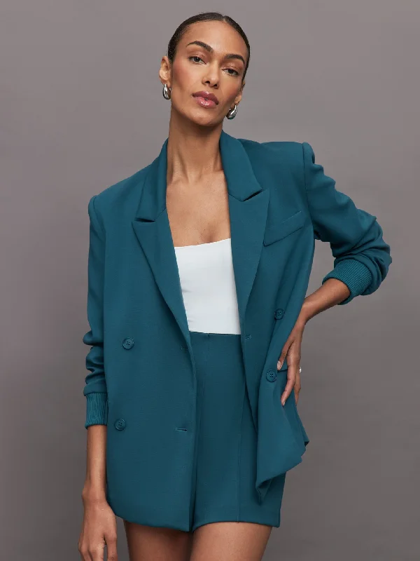 Oversized Blazer with Cuffs - Deep Lagoon