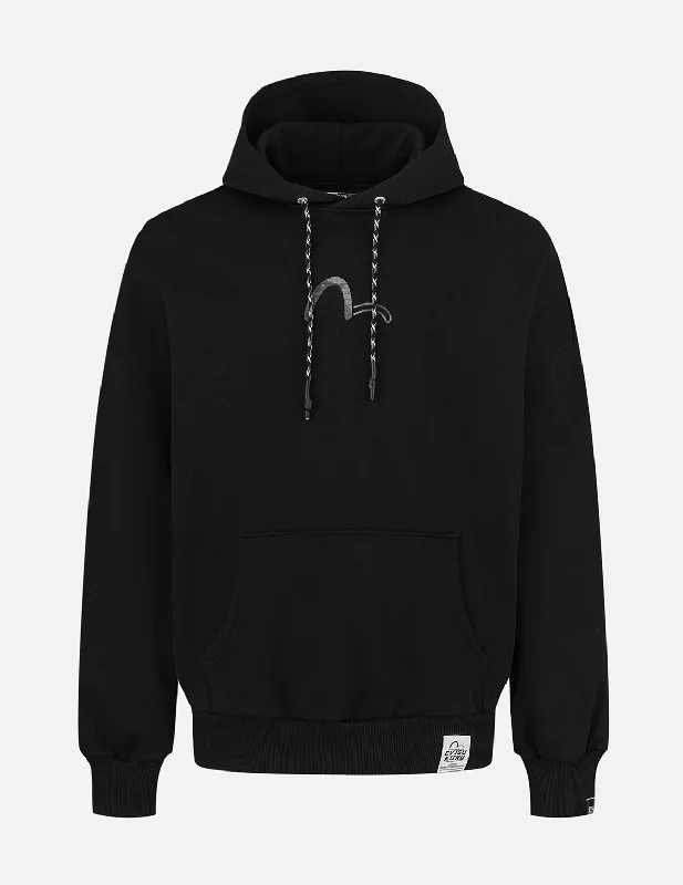 Sashiko Embroidery Appliqué and Seagull Print Oversized Hoodie