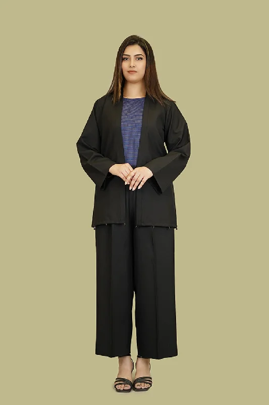 Women's Lyla Stitched Winter Two Piece Suit - Black Plain