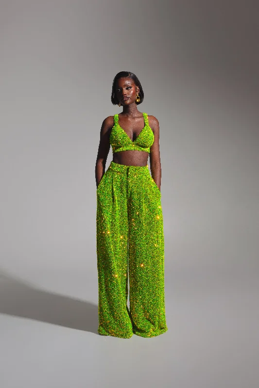 LIZA Sequin Pants in OLIVINE