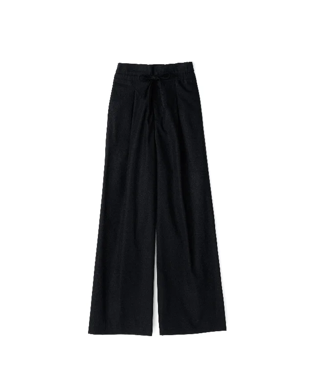 Wooly Cotton Twill Drawstring Wide Pants