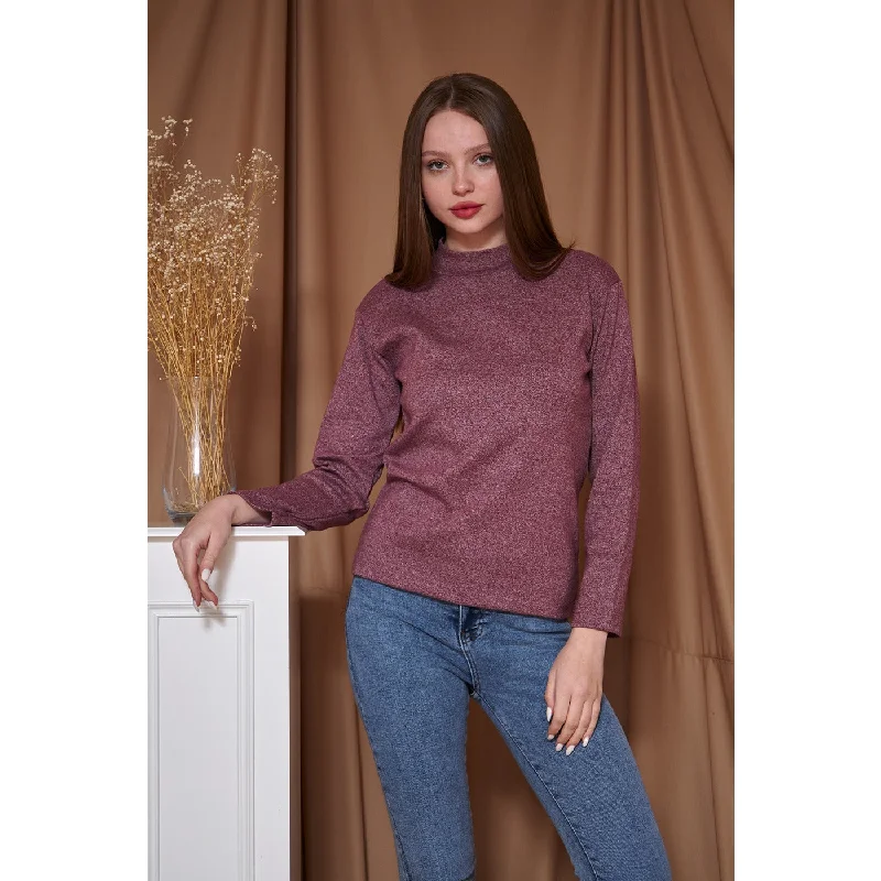 Red Melange Mock Neck Sweatshirt