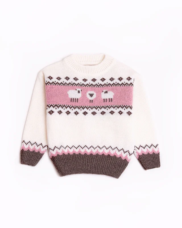 Sheep kid's round sweater