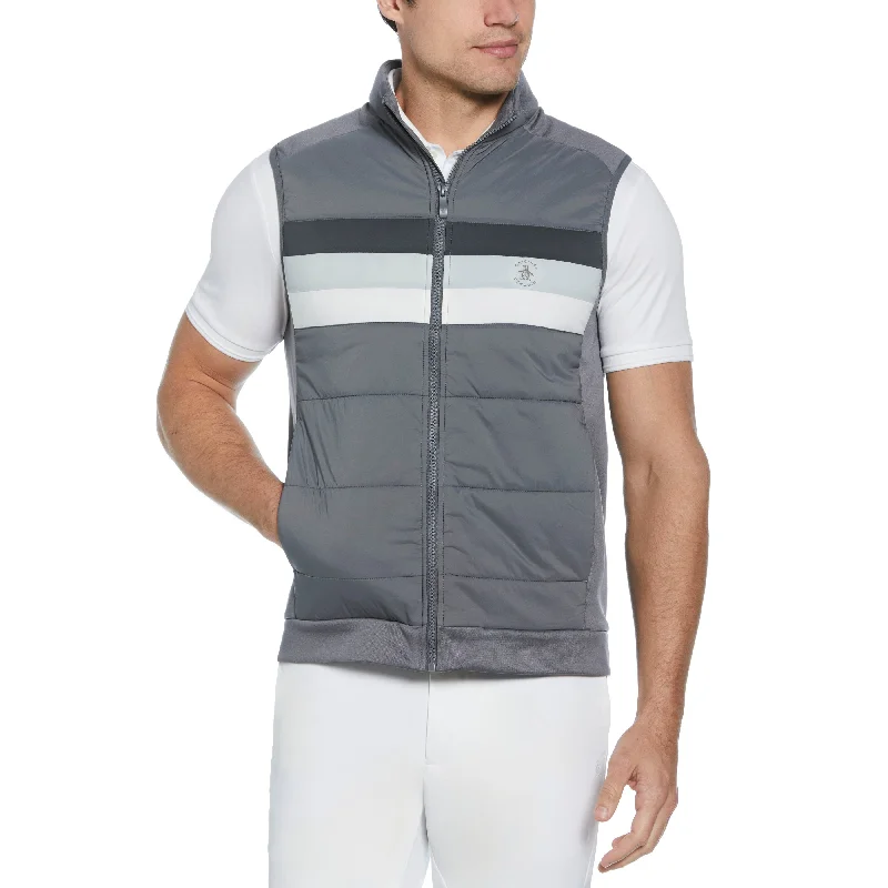 Retro Color Block Insulated Full Zip Golf Vest