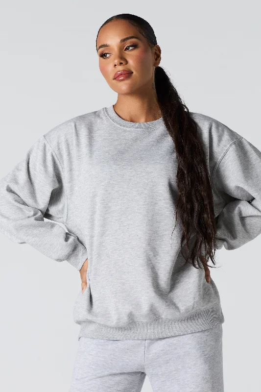 Oversized Solid Fleece Sweatshirt