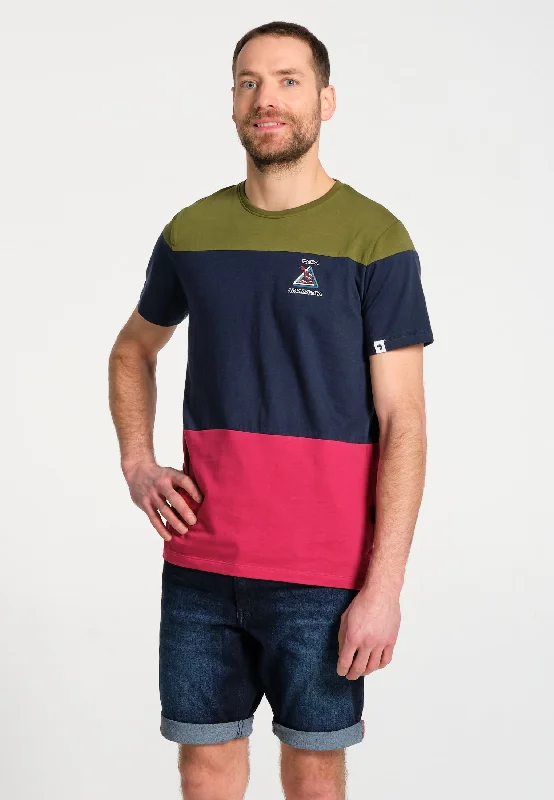 T-Shirt homme tricolore kaki, bleu, rouge