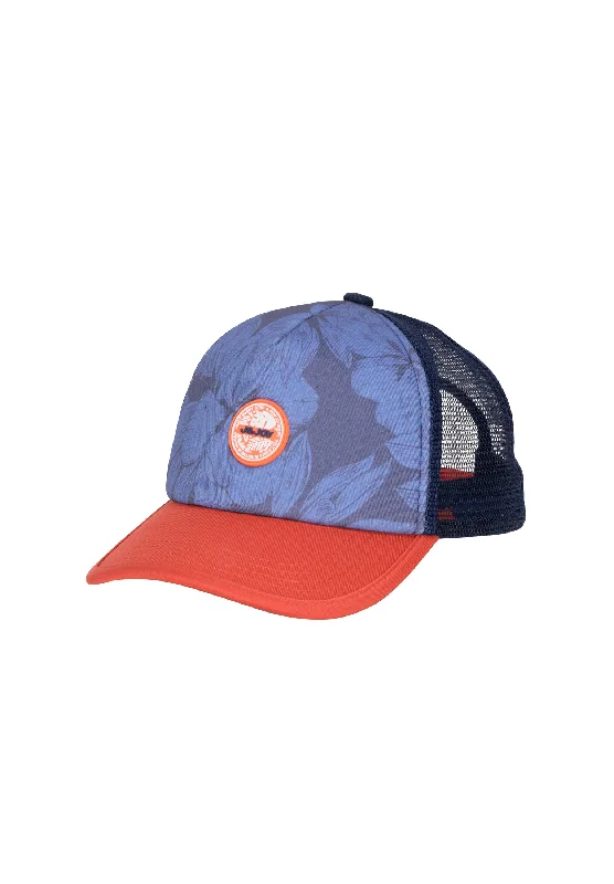 Casquette homme bleue et orange aérée