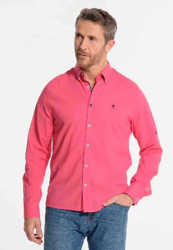 Chemise homme rose - effet lin