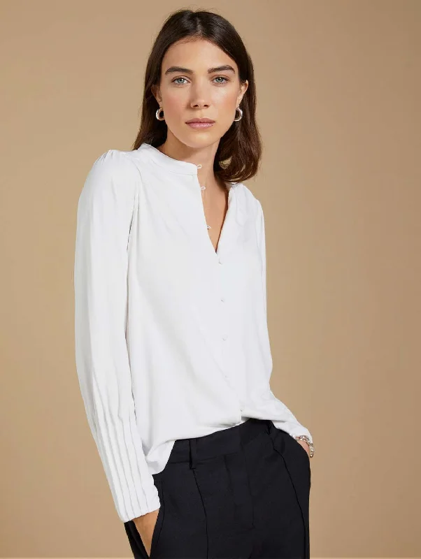 Caroline LENZING™ ECOVERO™ Button Detail Blouse | Pure White