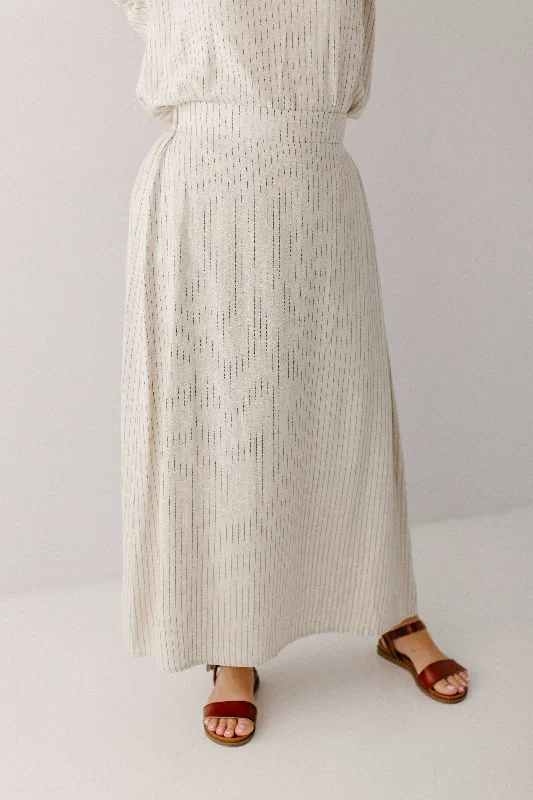 'Beth' Linen Blend Pinstripe Midi Skirt FINAL SALE