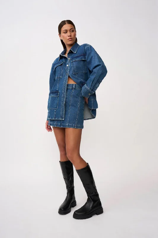 DELLA DENIM PANEL MINI SKIRT