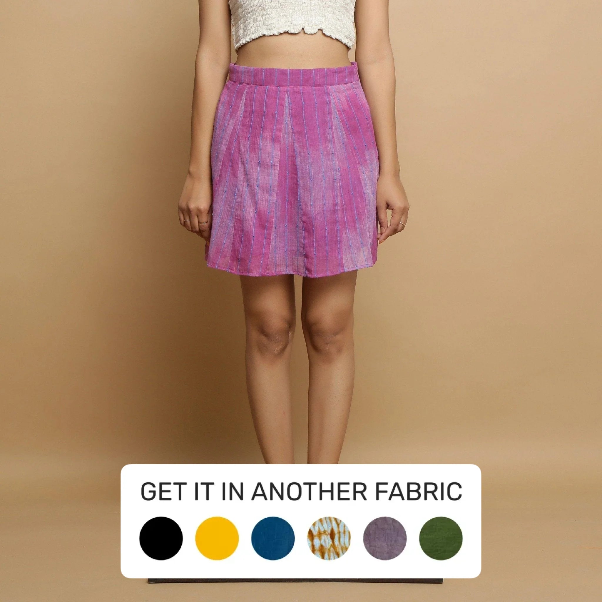 Lilac Handwoven Cotton Mid-Rise Short Godet Skirt