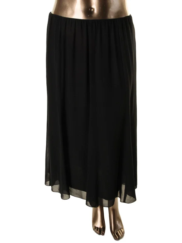 Plus Womens Chiffon Pleated A-Line Skirt