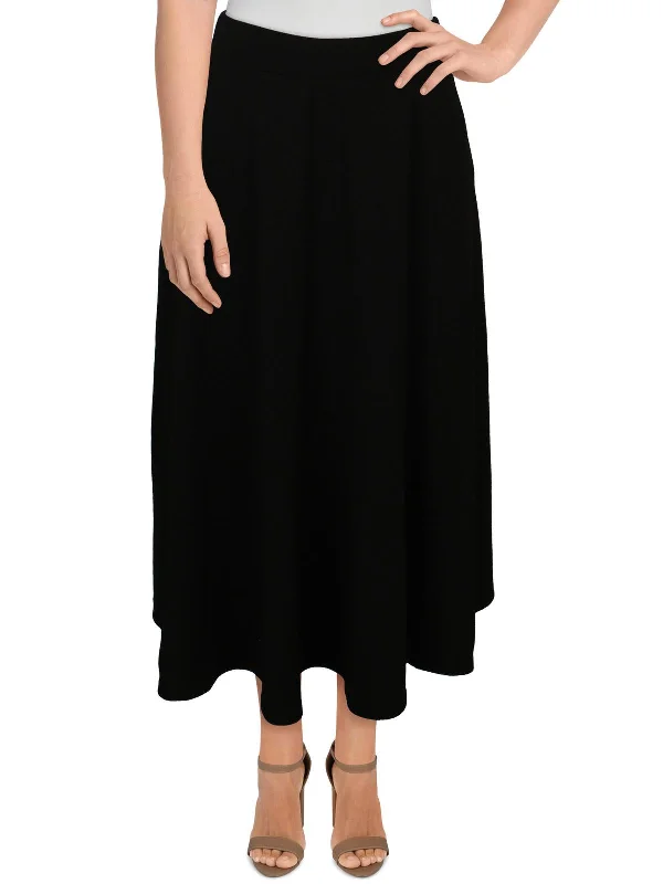 Plus Womens Pull On A-Line Midi Skirt