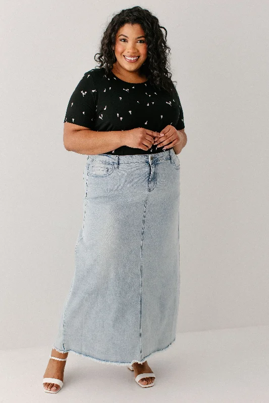 'Riley' Light Denim Ankle Length Skirt