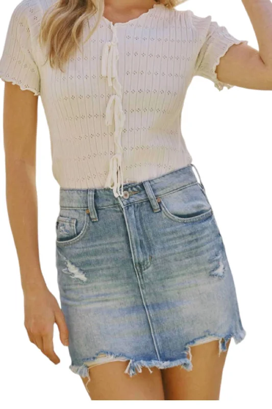 Western Short Denim Skirt In Blue