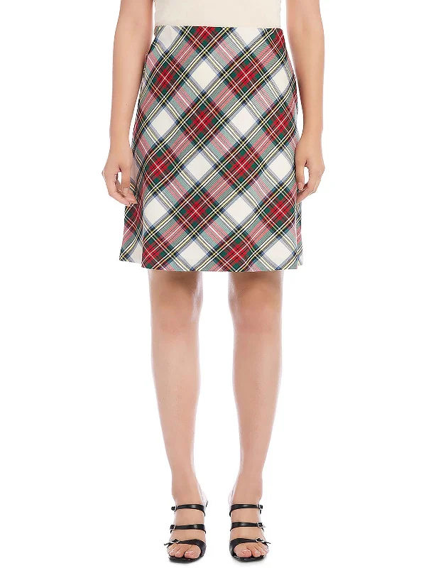 Womens Above Knee Plaid Pencil Skirt