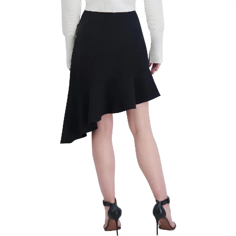 Womens Crepe Ruffled Asymmetrical Skirt