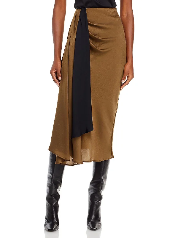 Womens Draped Midi Midi Skirt