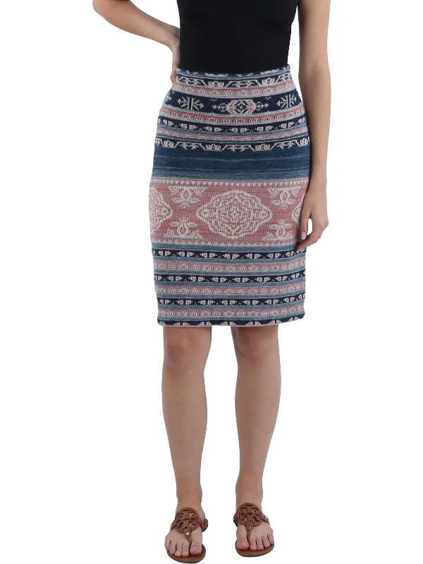 Womens Knit Above Knee Pencil Skirt