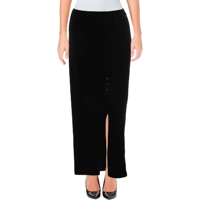 Womens Split Hem Velvet Maxi Skirt