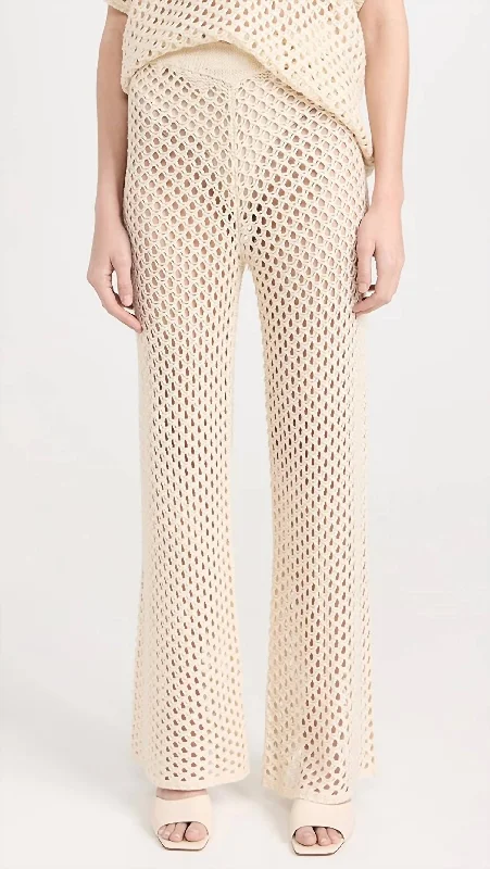 Balmy Crochet Knit Pants In Cream