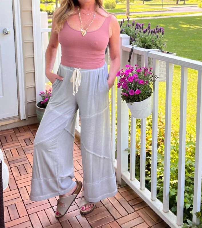 Contrast Knit Culottes In Dove Gray