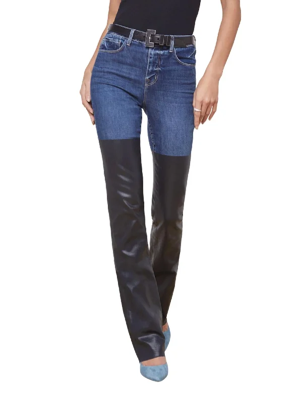 Ruth High Rise Straight Jean In Magnolia/black