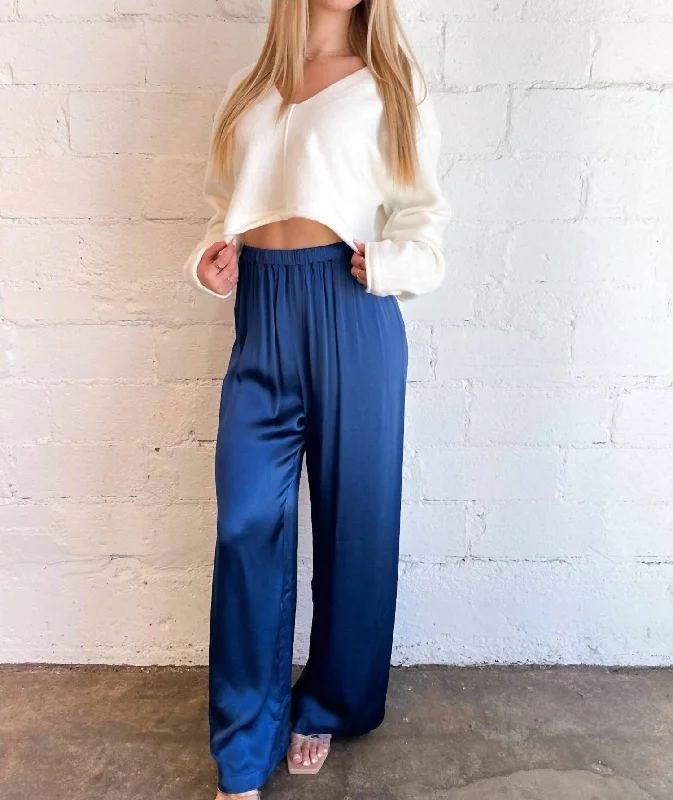 Silky Party Pants In Navy